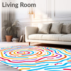 Whimsical Rainbow Swirl Abstract Lines Rug