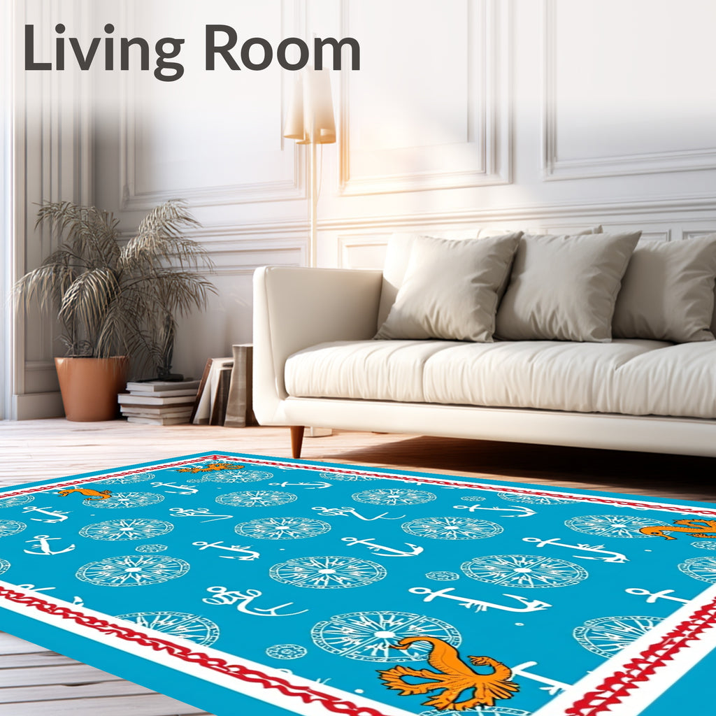 Nautical Seahorse Anchor Compass Sky Color Rug