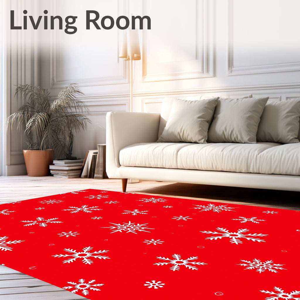 Holiday Red Snowflake Scatter Rug