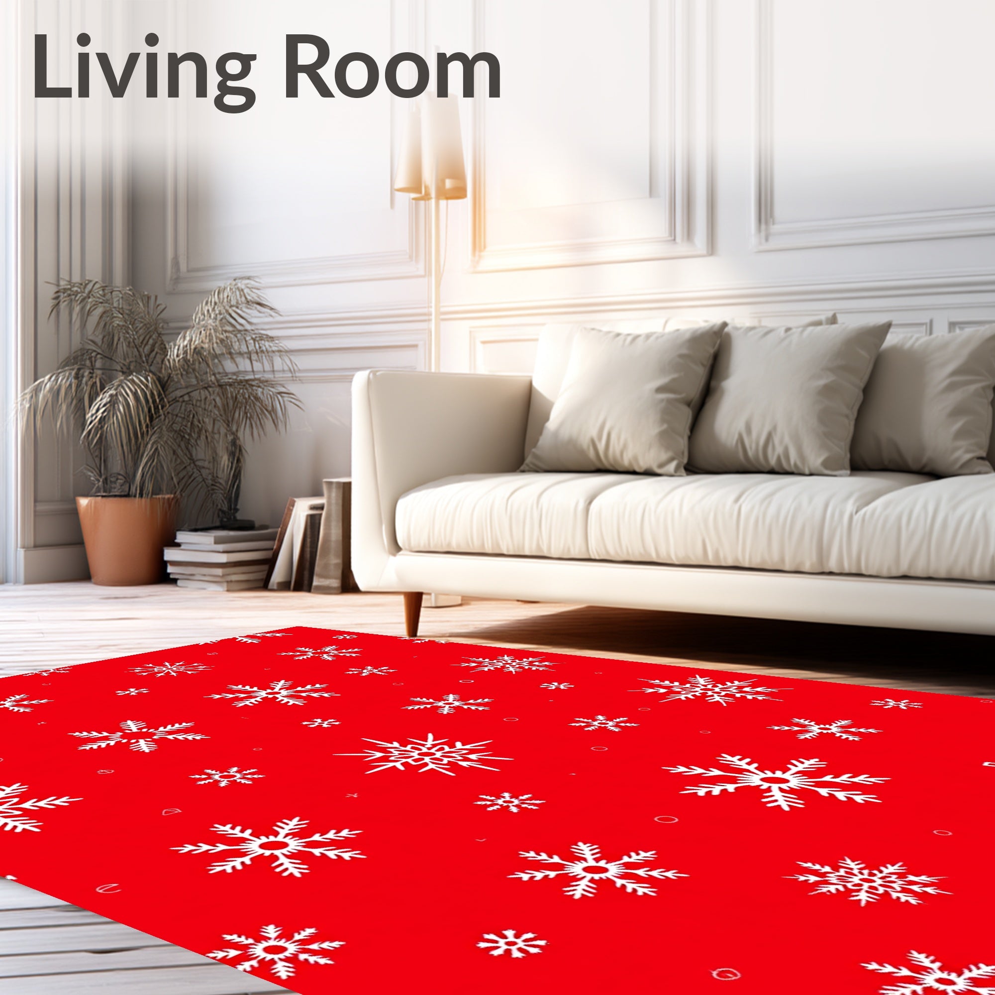 Holiday Red Snowflake Scatter Rug