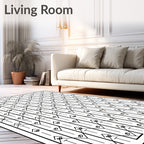 Geometric Black White Chevron Stripe Rug