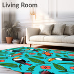 Exotic Toucan And Coral Flower Jungle Rug