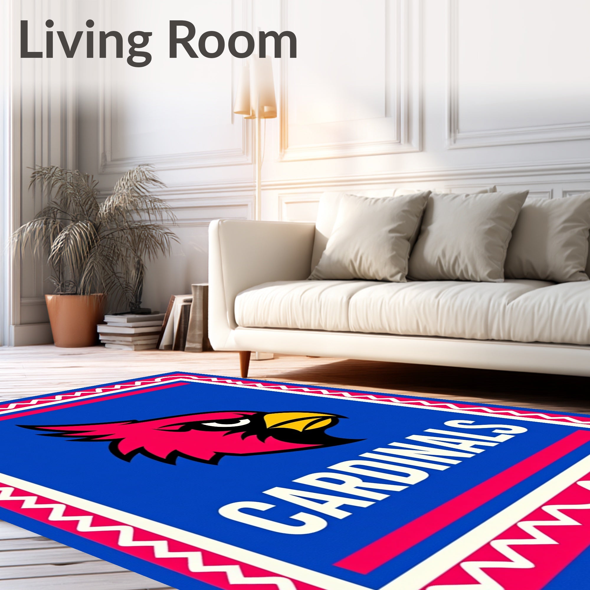 Bold Red Cardinal Emblem Rug