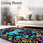 Vibrant Turquoise Horse With Neon Accents Rug