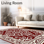 Deep Red Traditional Floral Medallion Rug