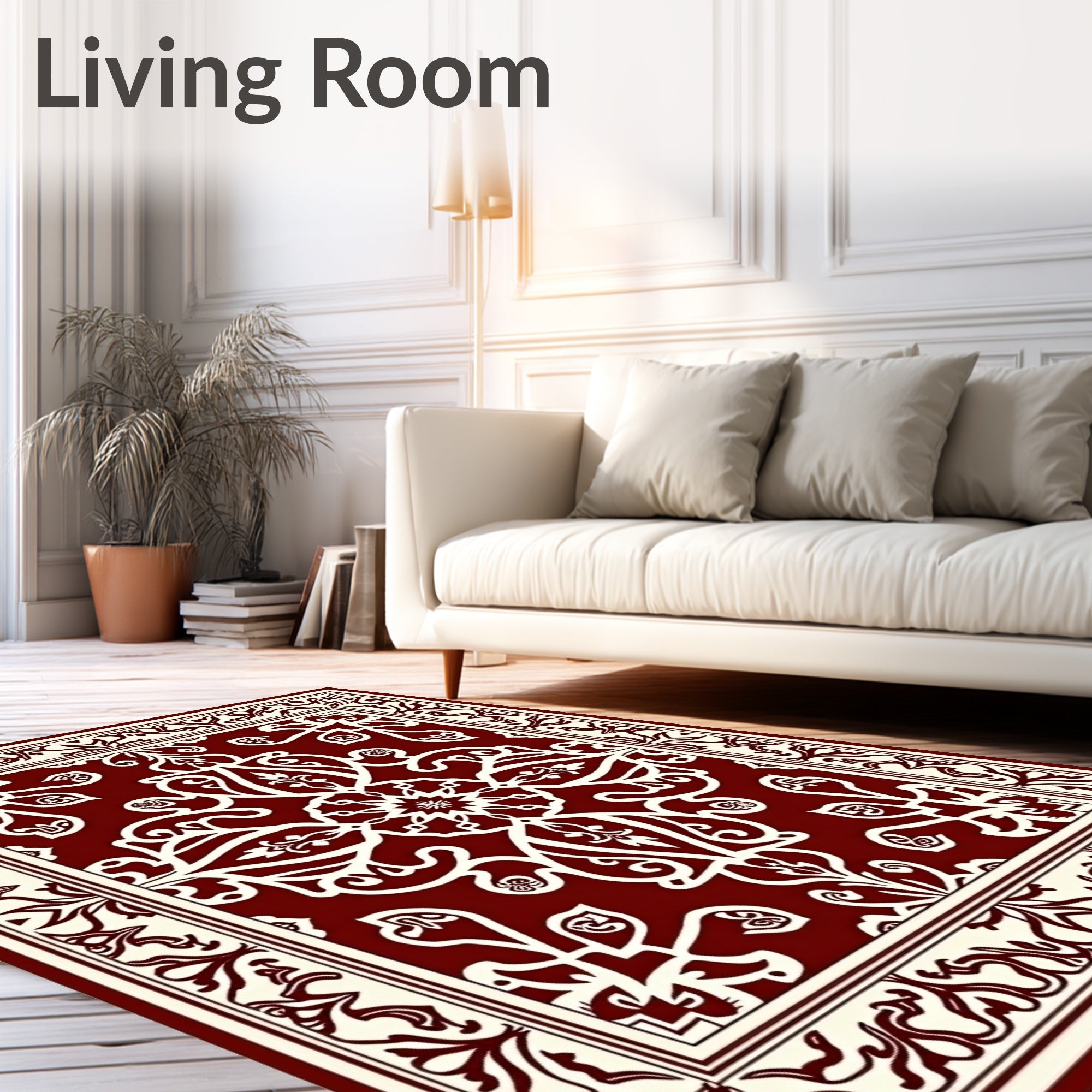 Deep Red Traditional Floral Medallion Rug