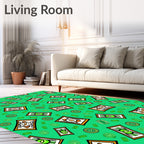 Green Orange White Whimsical Character Rug