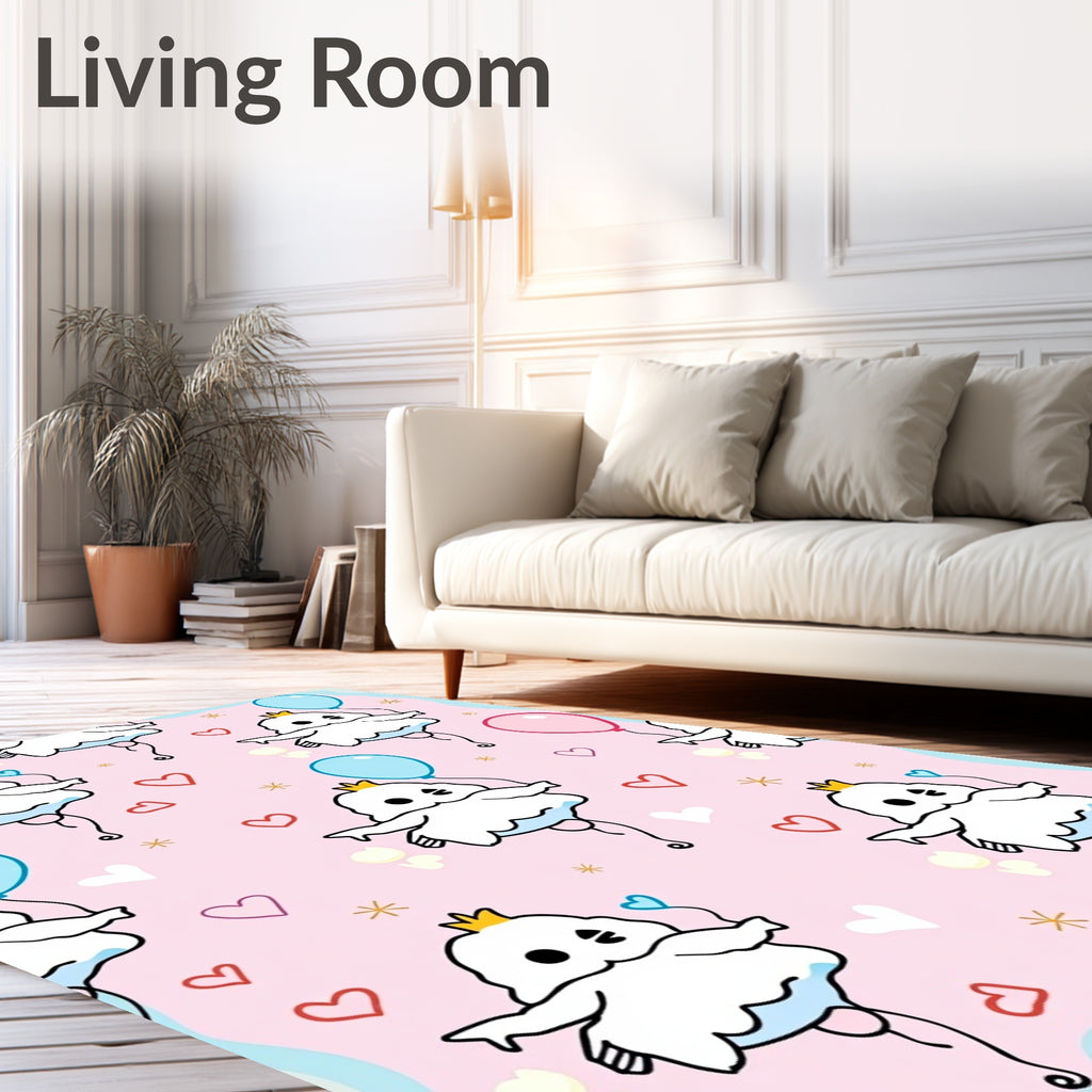 Cute Ghost Balloons Heart Whimsical Rug