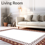 Deep Crimson Intricate Ornate Border Rug