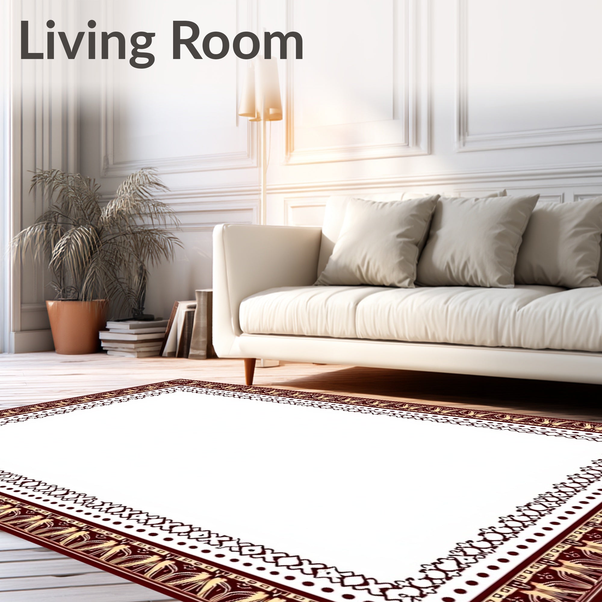 Deep Crimson Intricate Ornate Border Rug
