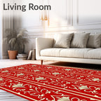 Crimson Vertical Floral Stripe Rug