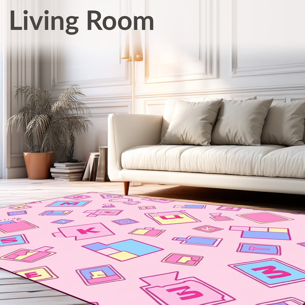 Playful Pink Alphabet Scatter Rug