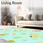 Playful Otter Family Water Scene Rug