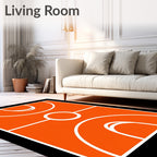 Orange Court Geometric Lines Rug