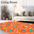 Retro Alphabet Doodle Orange Rug