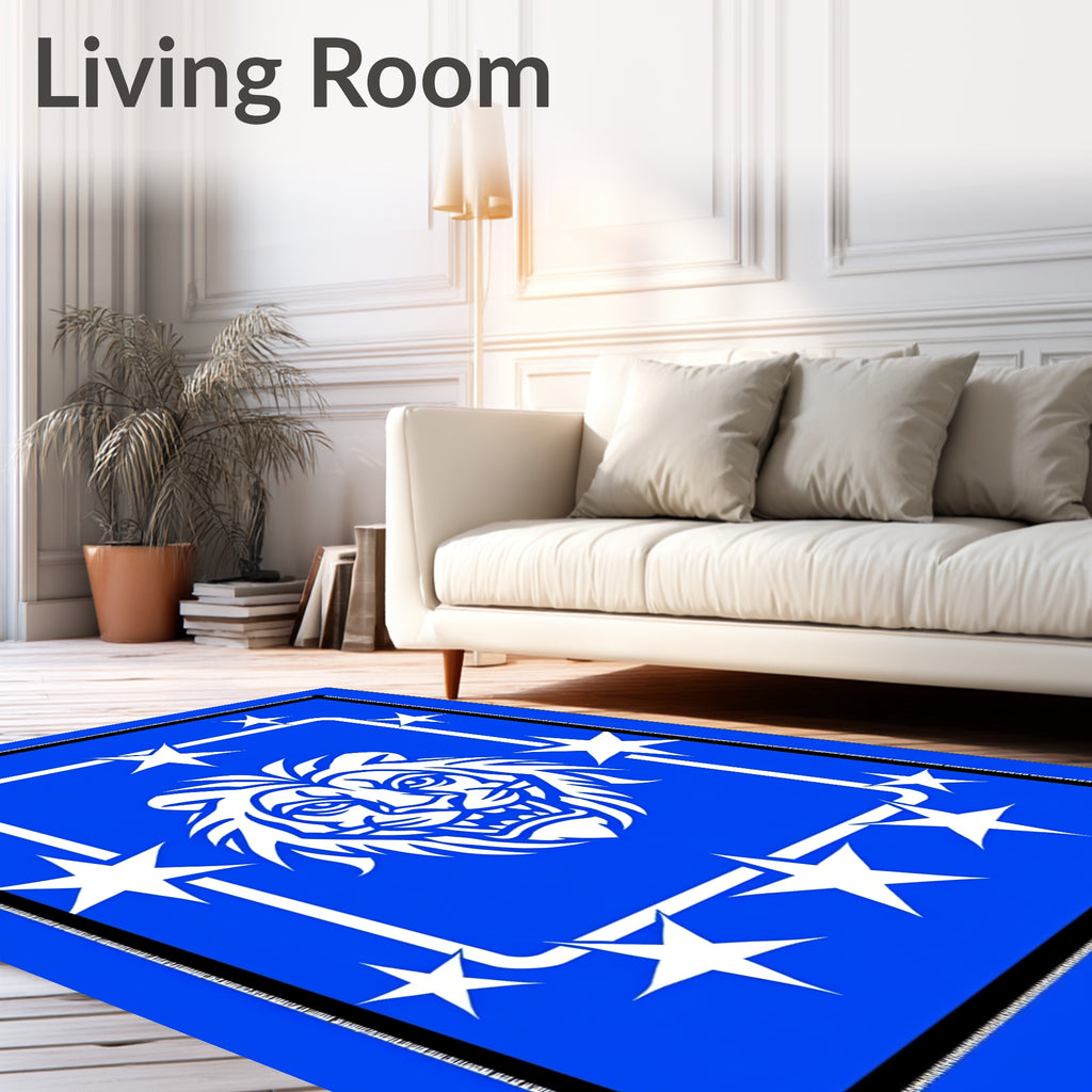 Royal Blue Lion Starburst Rug