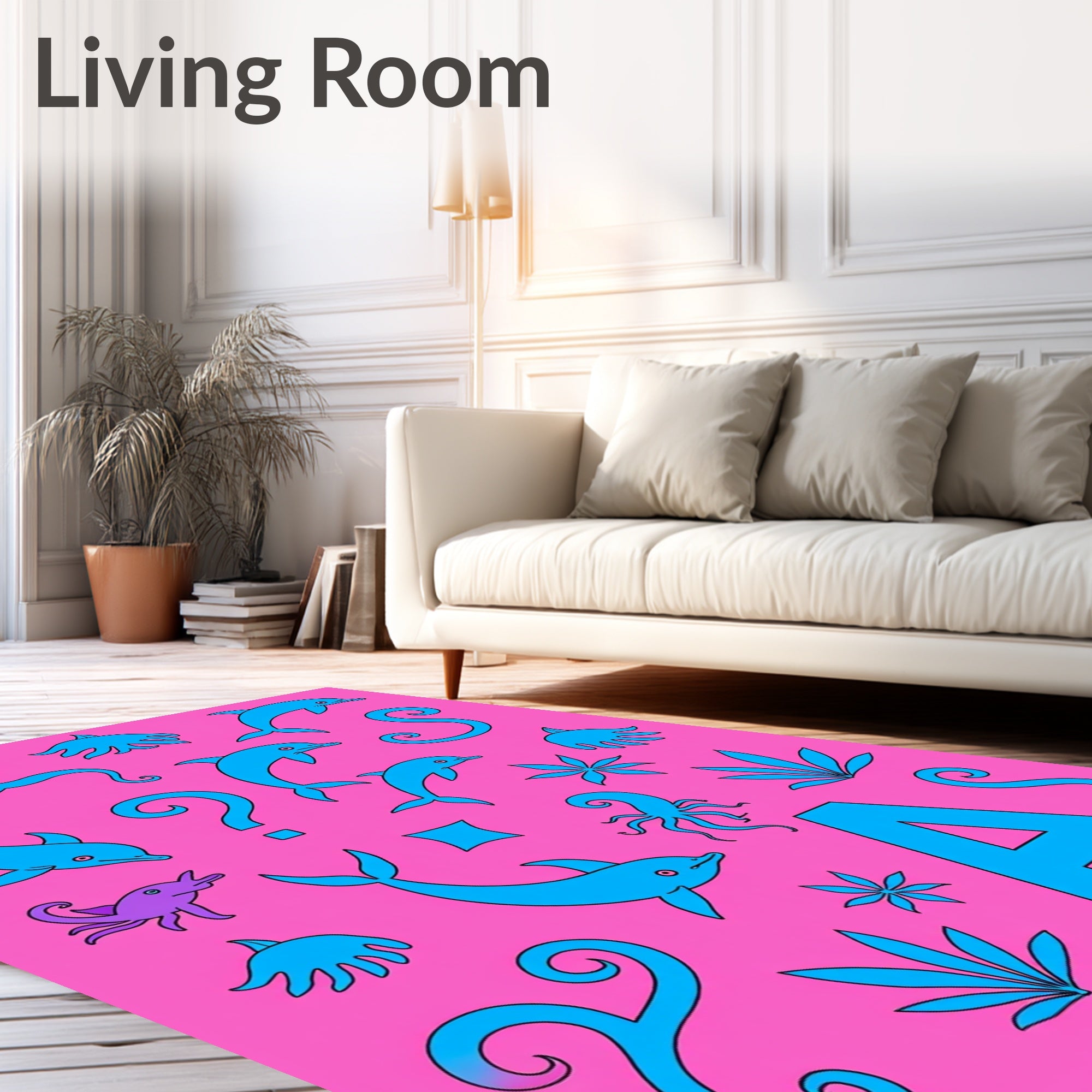 Aquatic Playful Dolphins Ocean Creatures Rug