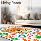 Playful Lion Cub Alphabet Jungle Rug