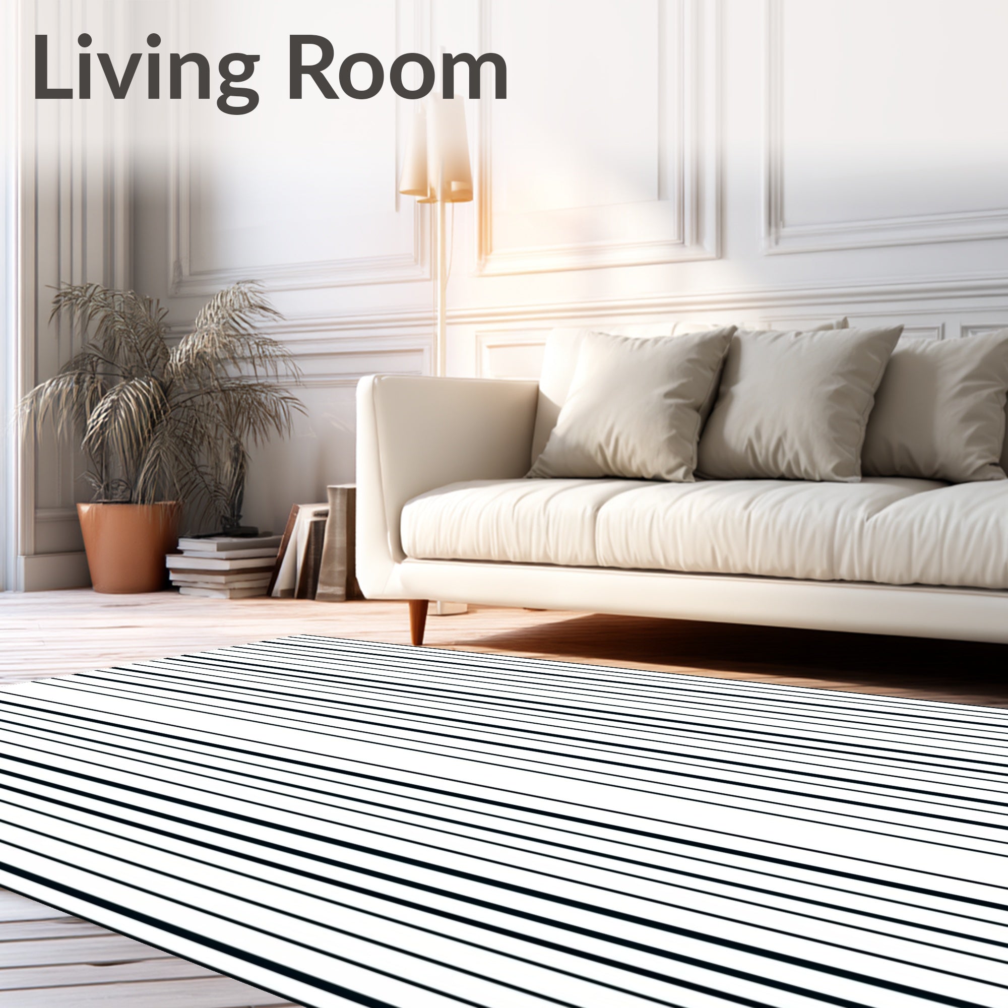 Monochromatic Vertical Stripe Ensemble Rug