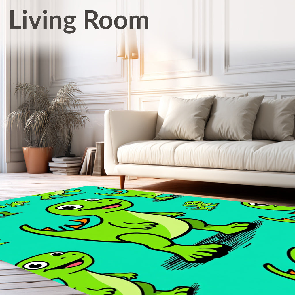 Cute Green Dinosaur Repeat Rug