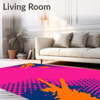 Bright Pink Orange Blue Splatter Graphic Rug