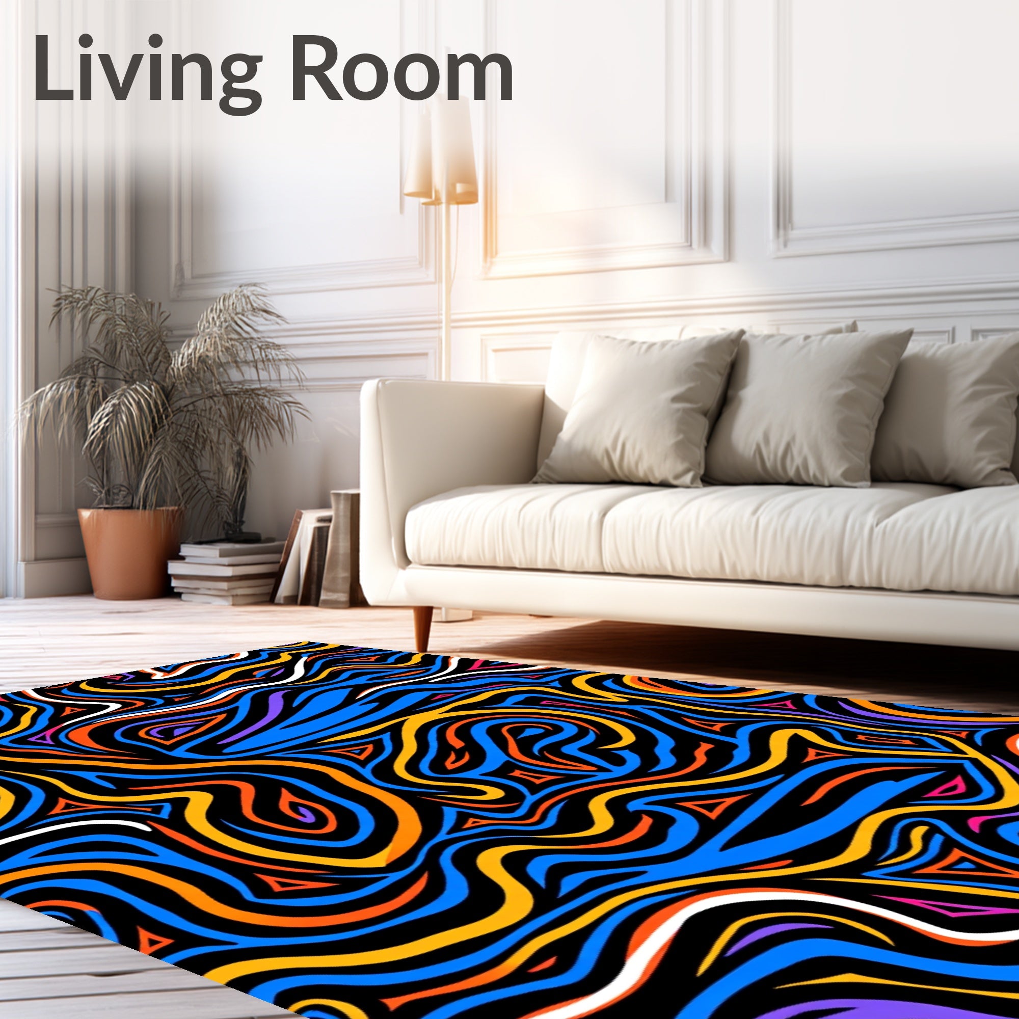 Bold Abstract Swirls With Triangles Rug