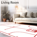 Red Line Art Basketball Court Rug