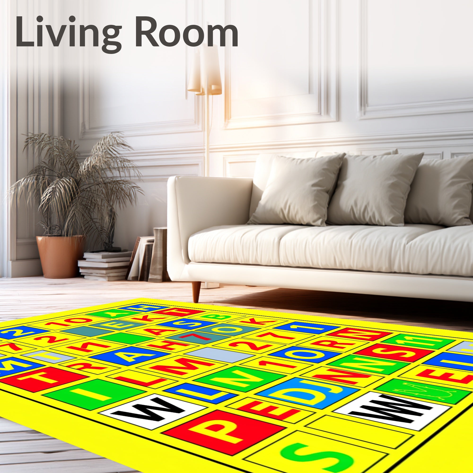 Bold Alphabetical Grid Graphic Rug