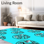 Whimsical Blue Whimsical Figures Circular Rug