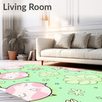 Cute Pink Fox Floral Dream Rug