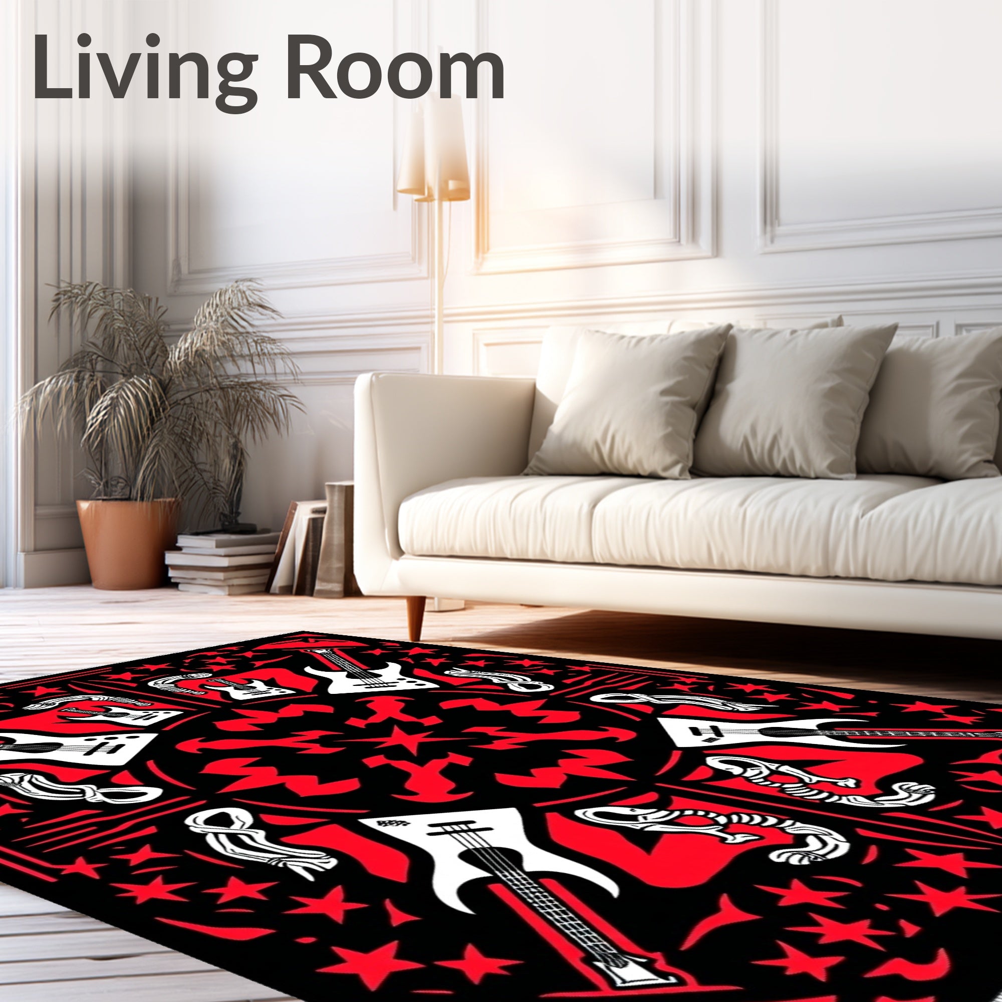 Red Black Rock Star Guitar Rug