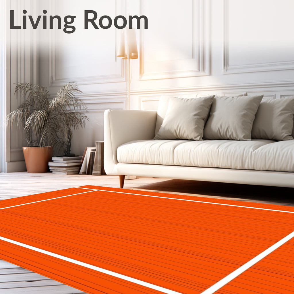 Vibrant Orange Vertical Stripe Rug