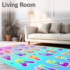 Whimsical Rainbow Unicorn Alphabet Stars Rug