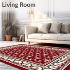 Crimson Cream Geometric Tribal Medallion Rug