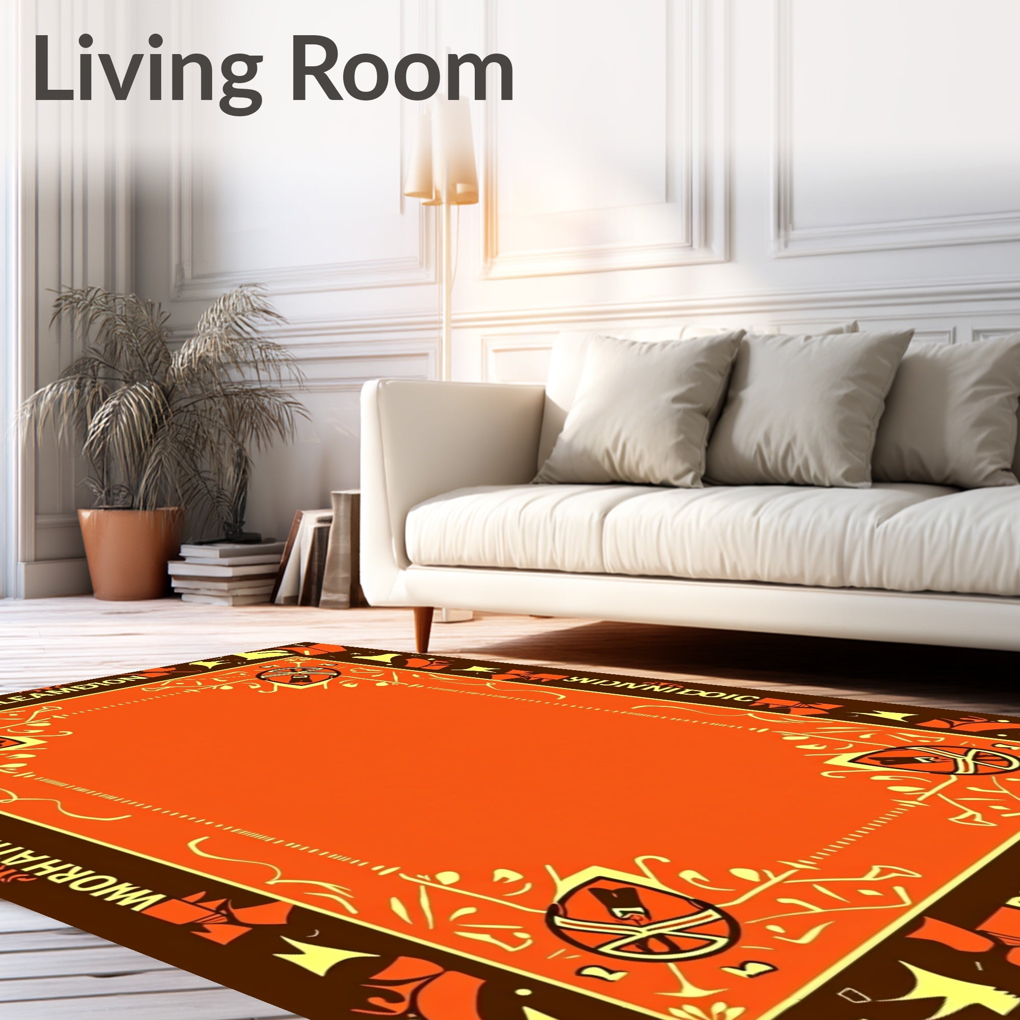 Orange and Yellow Armorial Scroll Rug