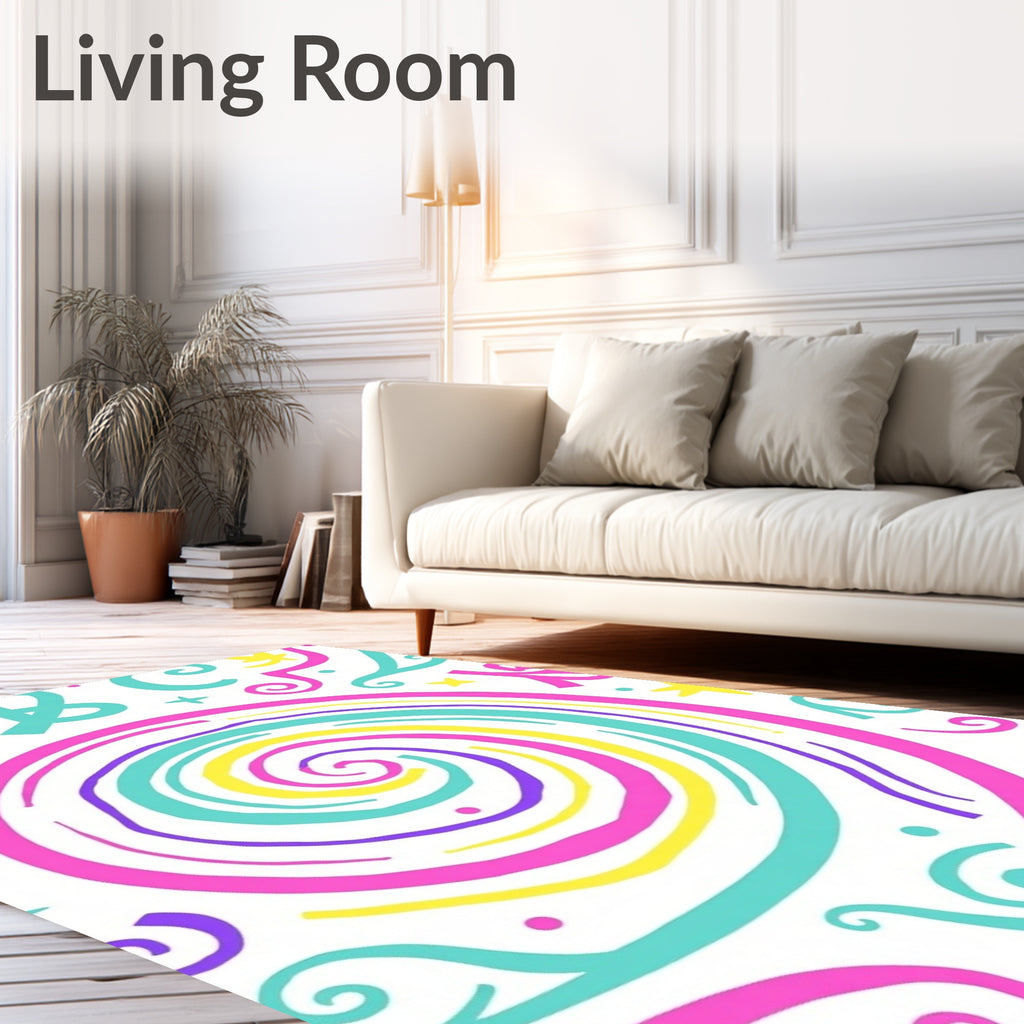 Vibrant Candy Swirl Alphabet Rug