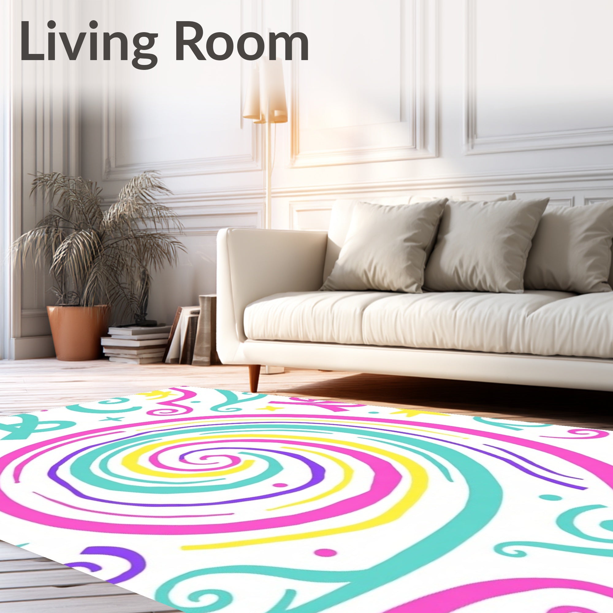 Vibrant Candy Swirl Alphabet Rug