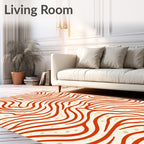 Crimson Wavy Lines Dots Rug