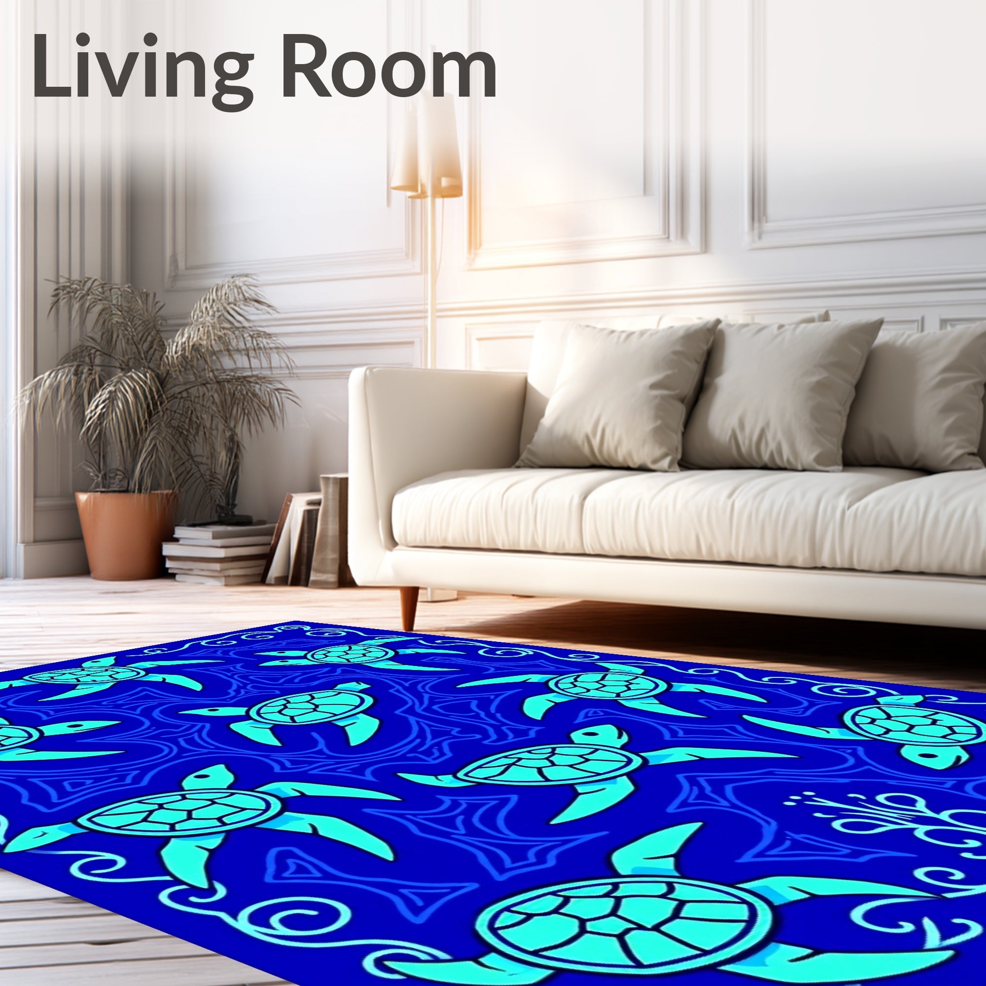 Ocean Blue Turtle Swimmers Rug