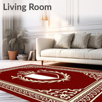 Burgundy Crowned Coat of Arms Crest Rug
