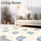 Whimsical Gray Rhino Starry Night Rug