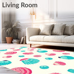 Pink Teal Seashell Collection Scatter Rug