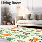 Woodland Creatures in Evergreen Forest Rug
