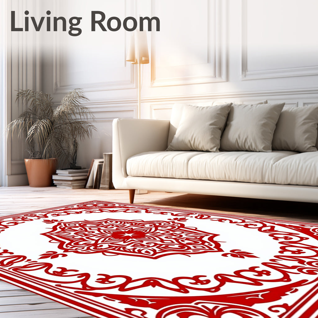 Crimson Floral Symmetrical Medallion Rug