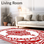 Crimson Floral Symmetrical Medallion Rug
