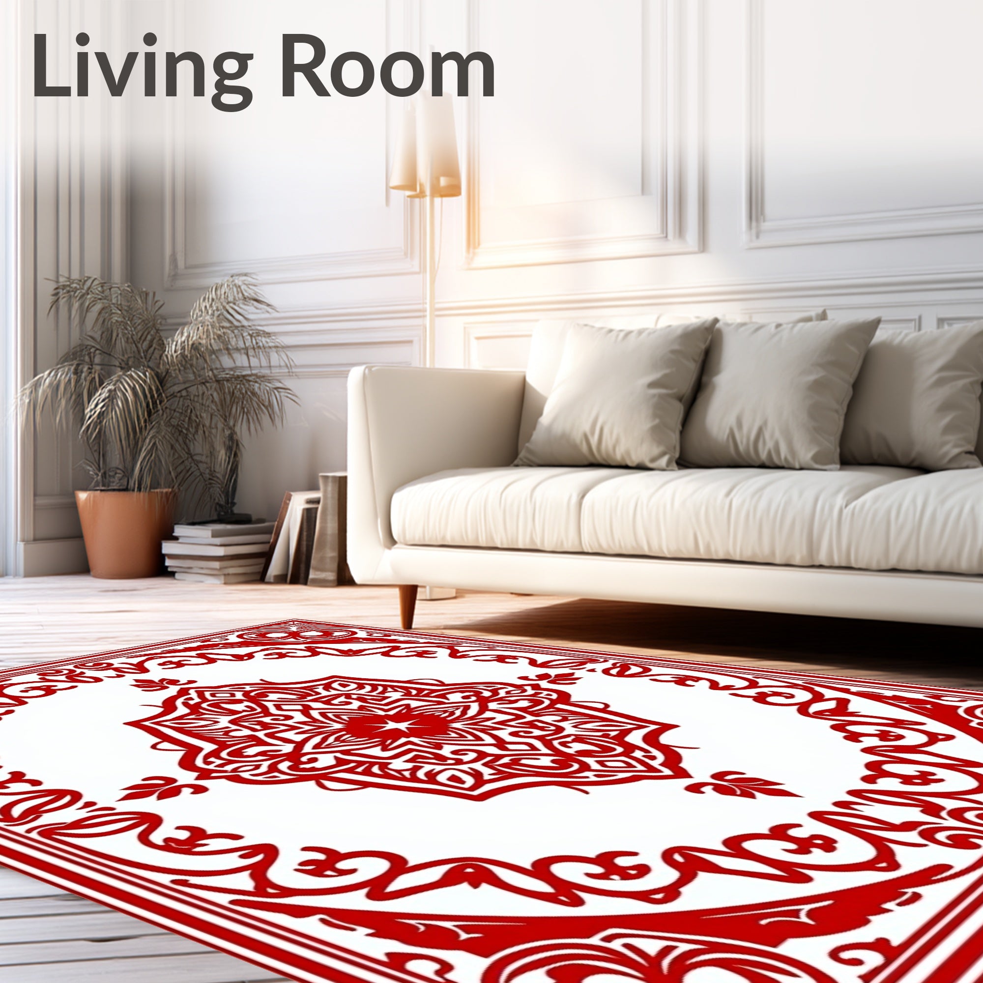Crimson Floral Symmetrical Medallion Rug