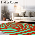 Orange Teal Swirl Vortex Rug