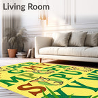 Playful Yellow Animal Alphabet Rug