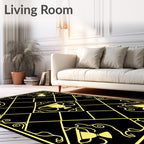 Golden Trophy Geometric Grid Rug