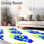 Retro Pixelated Blue Green Swirl Rug